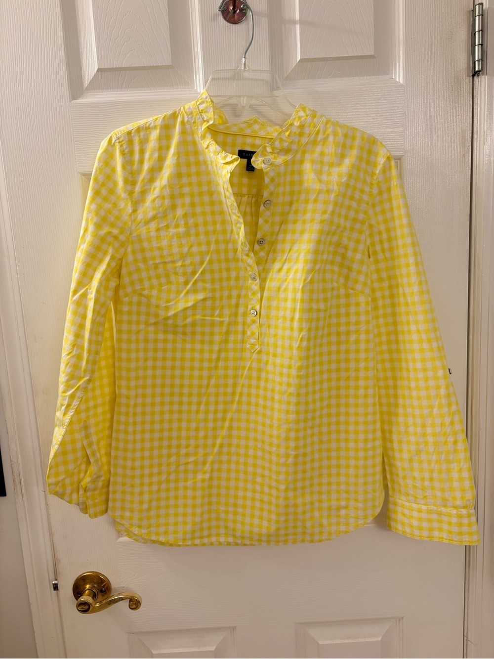 Talbots Yellow Gingham Button-Front Blouse